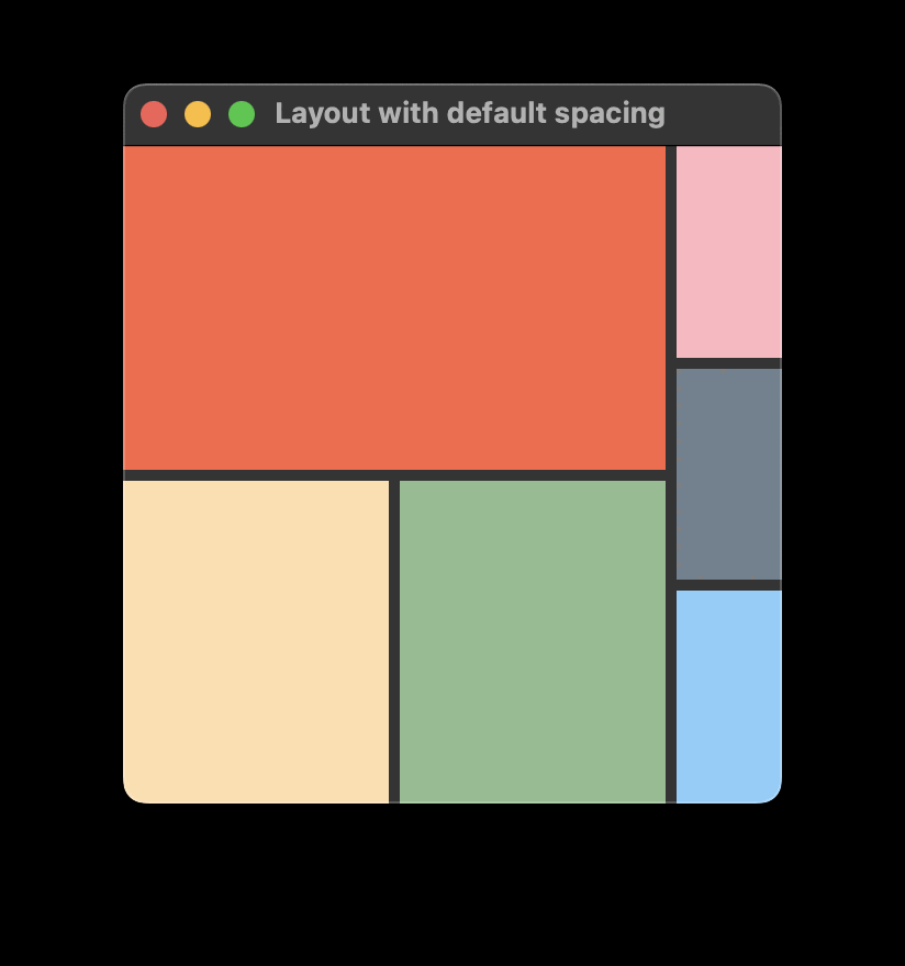 A QML layout with default spacing