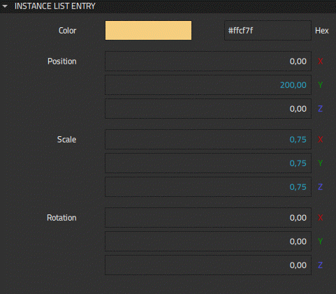 Instance List Entry Properties